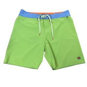 Cova Men's Swim Trunks Green with Blue Tie‎ Waist Size 38
